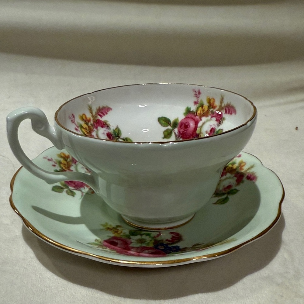 Vintage Floral Teacup and Saucer